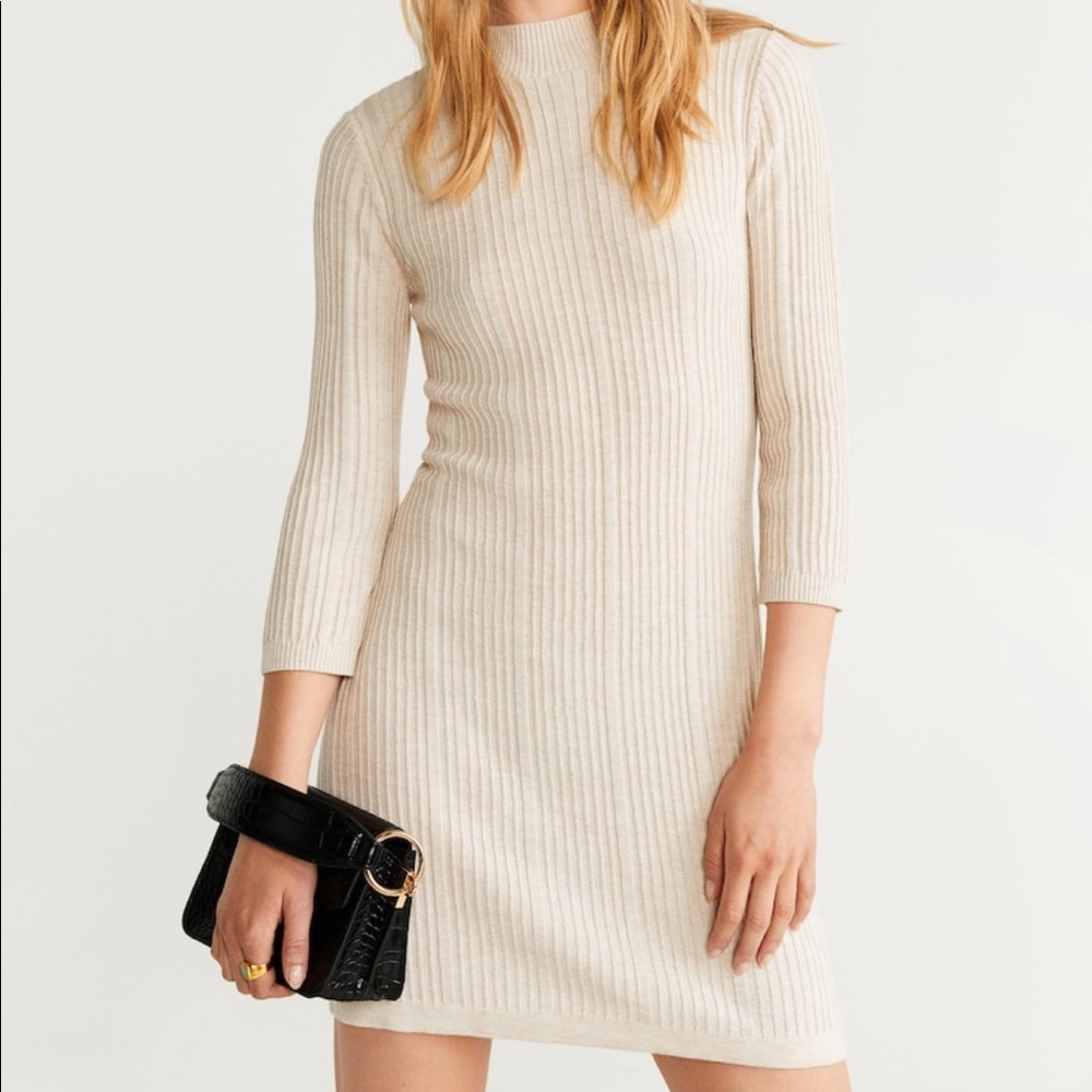 Mango Ribbed Jersey Dress